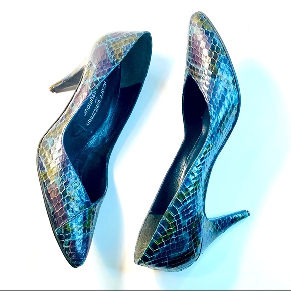 Stuart Weitzman Shoes - Stuart Weitzman Shoes Mr. Seymour Snakeskin Vintage Heels 7 1/2